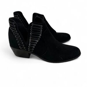 Vince Camuto Black Ankle Booties with Lace Detail